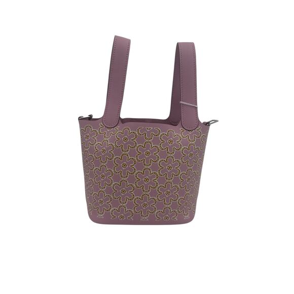 Hermes Handbags - Hermès Micro Picotin Limited Edition Mauve Sylvestre w/ Gold Floral Embroidery